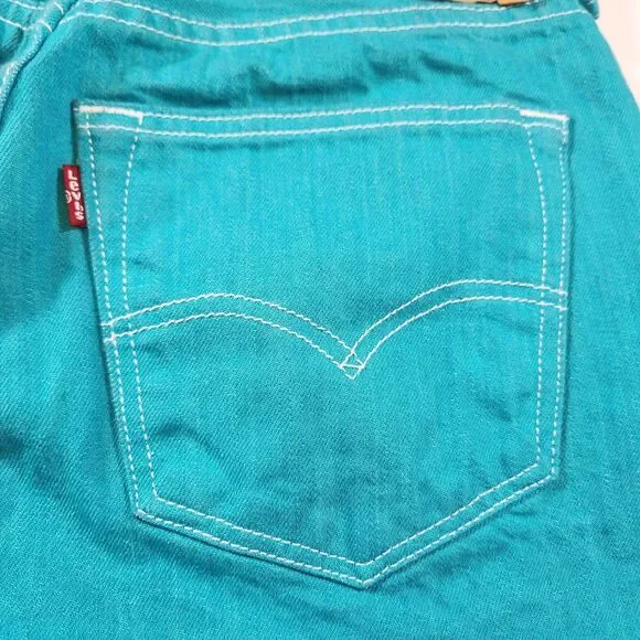 Levi's 501 Mens Jeans Button Fly Straight Leg W32 x L30 Act W29 x L28 Teal Blue - Picture 9 of 16